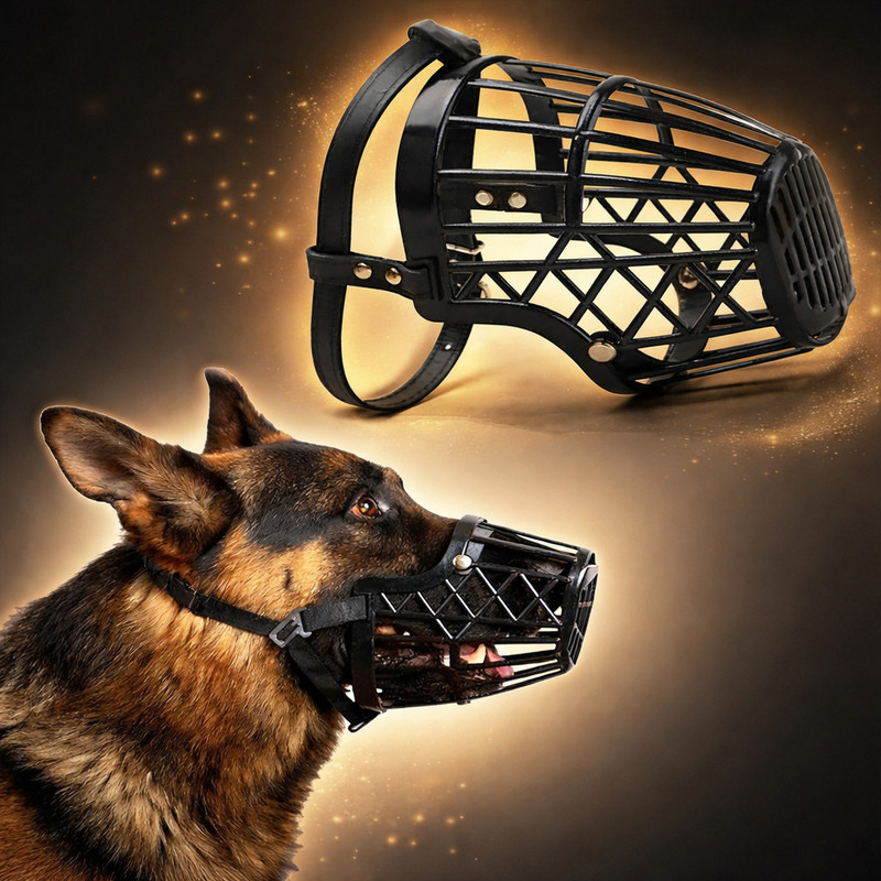 AKEnnterprises 5NO Adjustable Plastic Dog Muzzle and Mouth Cover for Anti-Biting Muzzle (Black) Large Other Dog Muzzle(Black)