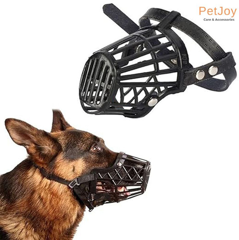 PetJoy Dog Muzzle Adjustable Anti Bite Basket, Dog Mouth Cover (Large, 4No.) Medium Strips Dog Muzzle(Black)