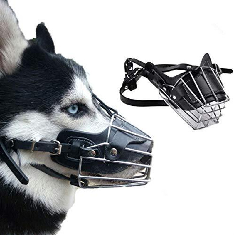 Pet Guard Dogs Metal Muzzle/Mouth Cover for Anti Biting Do Medium Strips Dog Muzzle(MULTICOLOR)