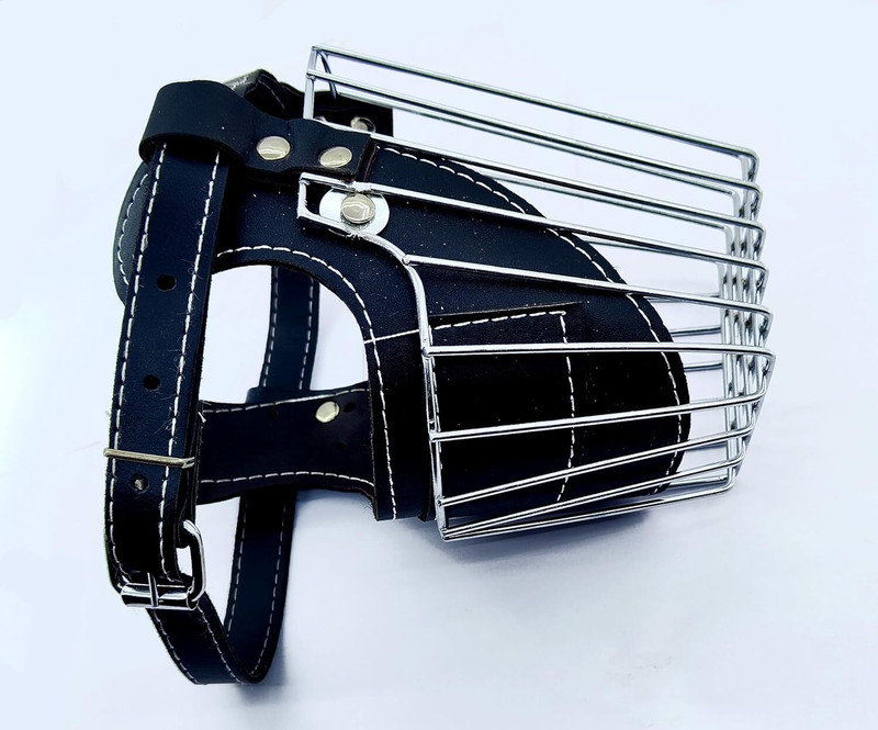 Rvpaws Medium Dogs Prevents Biting Chewing Barking Durable, Breathable Dog Metal Muzzle Medium Other Dog Muzzle(Black)