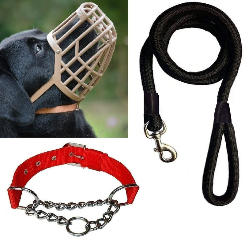 SKP dog Plastic Dogs Muzzle and Collar Belt and Leash 1.5MM Medium Strips Dog Muzzle(multicolor)