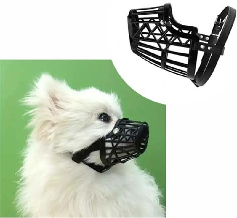 Pups&Pets Dog 3no. Mask Adjustable small Mouth Cover/Basket Cage Collar Muzzle for puppy Small Other Dog Muzzle(Black)