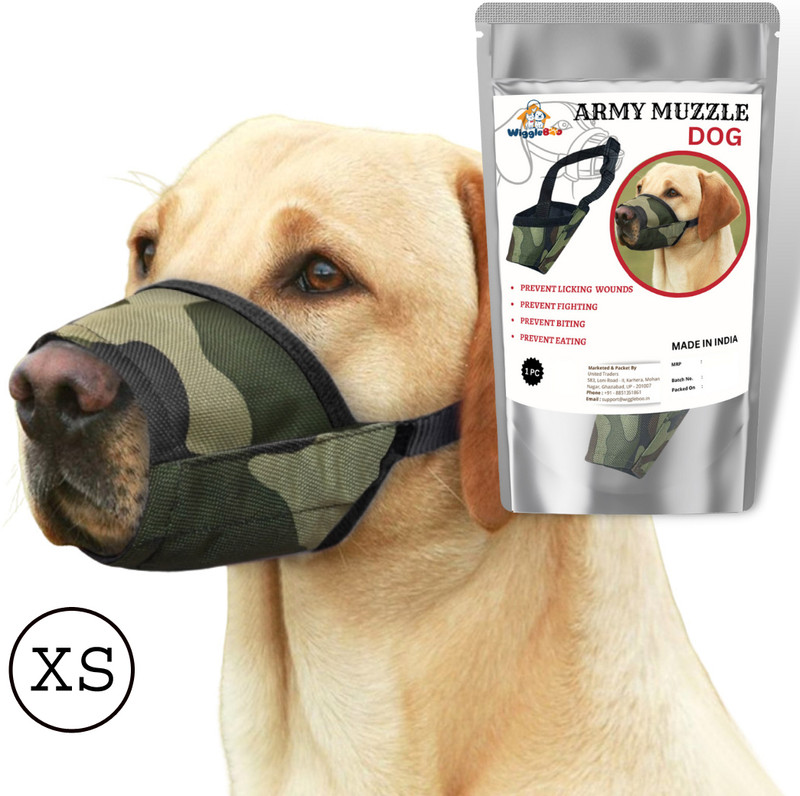 WiggleBoo Dog Camouflage Muzzle, Safe & Comfortable Muzzle, Unique Camo Design Extra Small Other Dog Muzzle(Camouflage)