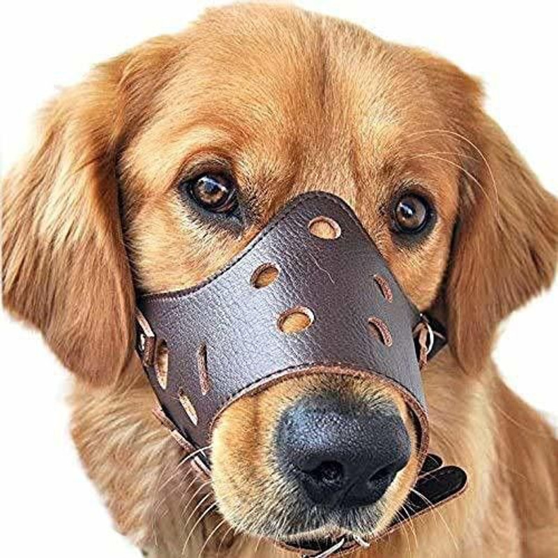 KarePaws Muzzles Breathable Safety Mask for Biting and Barking, Black ( Size 10-13 Inch) Large Strips Dog Muzzle(Brown)