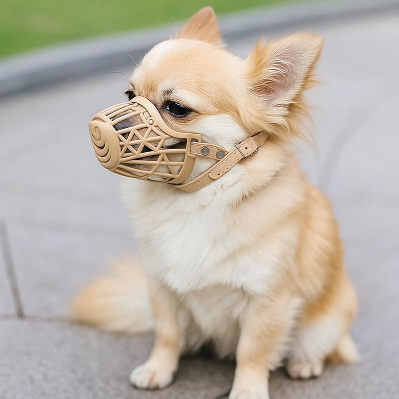 AKEnnterprises 3No Pet Mouth Muzzle for Anti Biting Dog Adjustable Safety for small Dogs,Puppy Small Other Dog Muzzle(Brown)