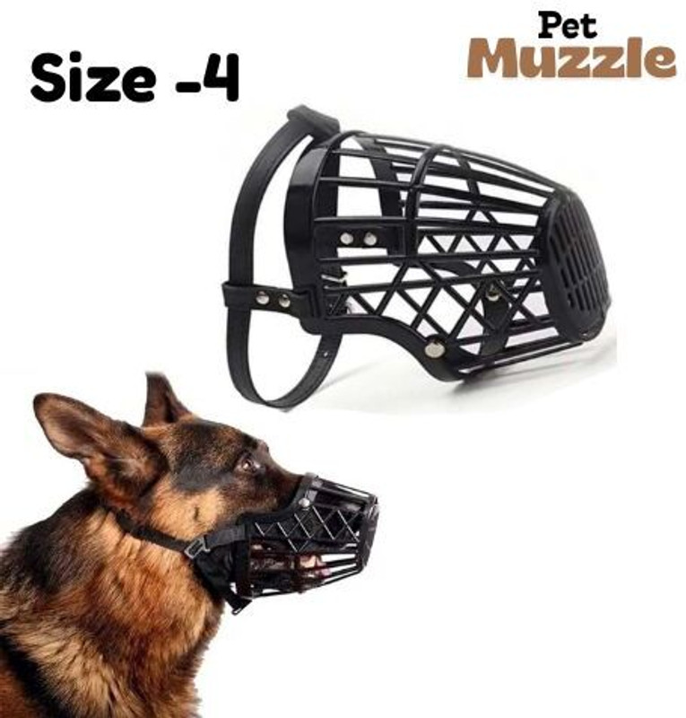 BSHOP Pet Muzzle For Safety & Comfort, Prevent Biting (Size-4) Medium Strips Dog Muzzle(Black)