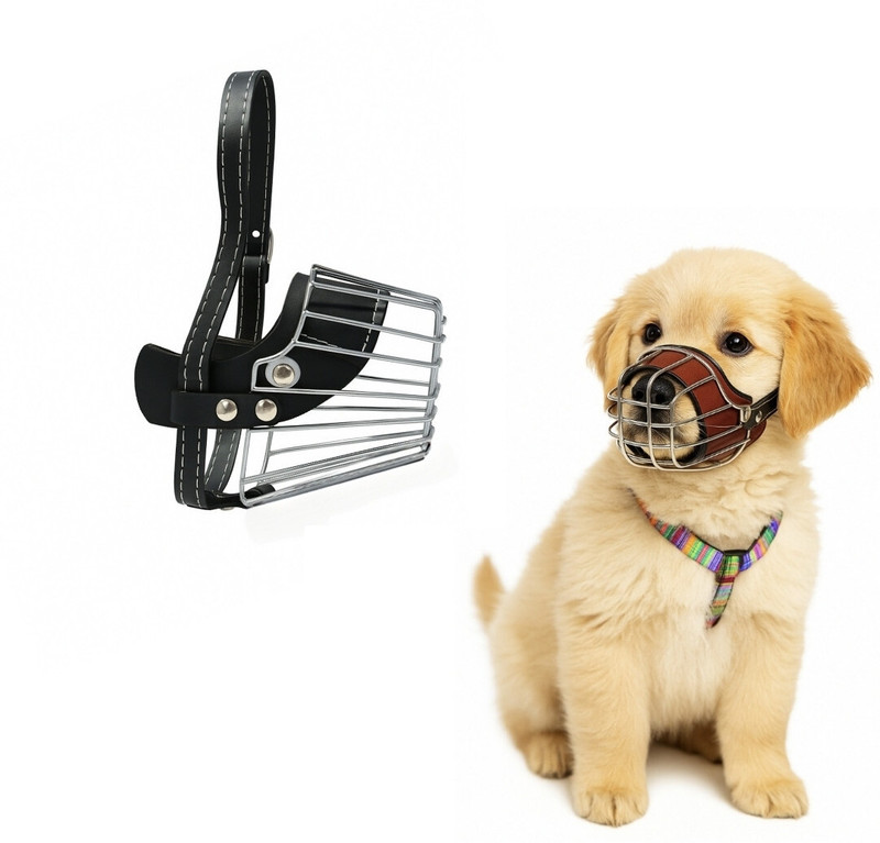 AomniStore Heavy Duty Iron Dog Muzzle for Puppy & Small Breeds Adjustable Metal Cage Safety Extra Small Other Dog Muzzle(Multicolour)
