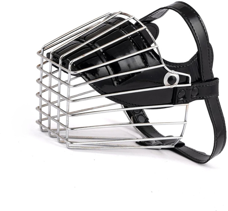 adil Steel Dog Muzzle, Adjustable Leather Strap, Prevents Biting, Size L, Black Large Other Dog Muzzle(Black)