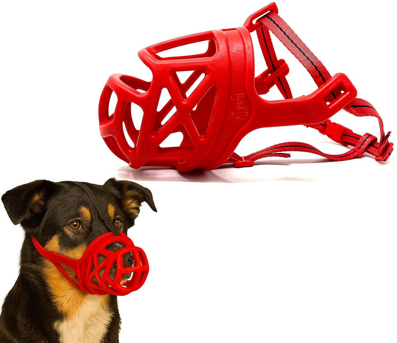 Rvpaws Adjustable Dog Muzzle Cum Mouth Cover-Dogs for Small Dog and Puppy (Small RED) Small Other Dog Muzzle(Red)