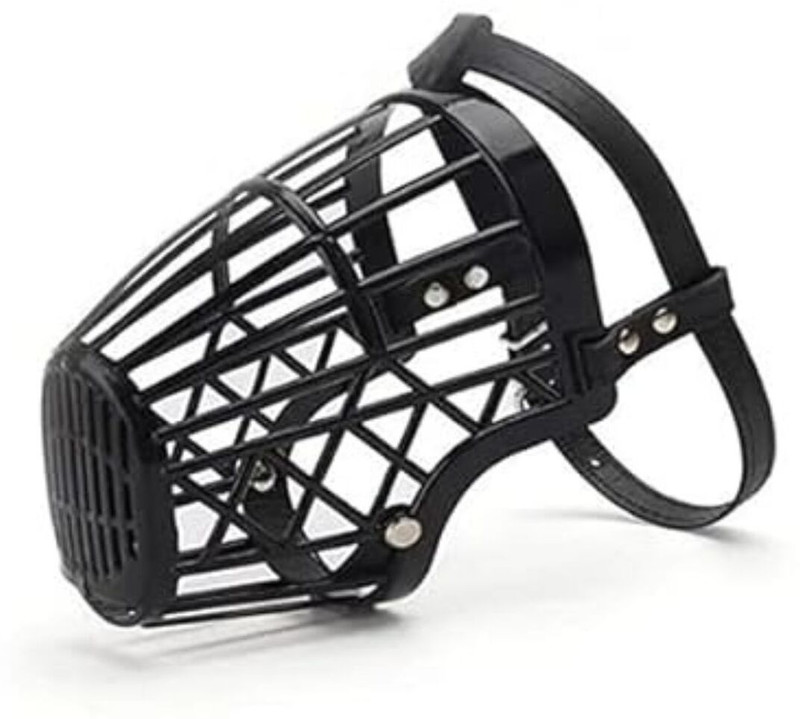 bowlfull buddies No- 5 (L) Black Muzzle, Dog Muzzle, Basket Muzzle for Biting, Aggressive Dogs Large Strips Dog Muzzle(Black)