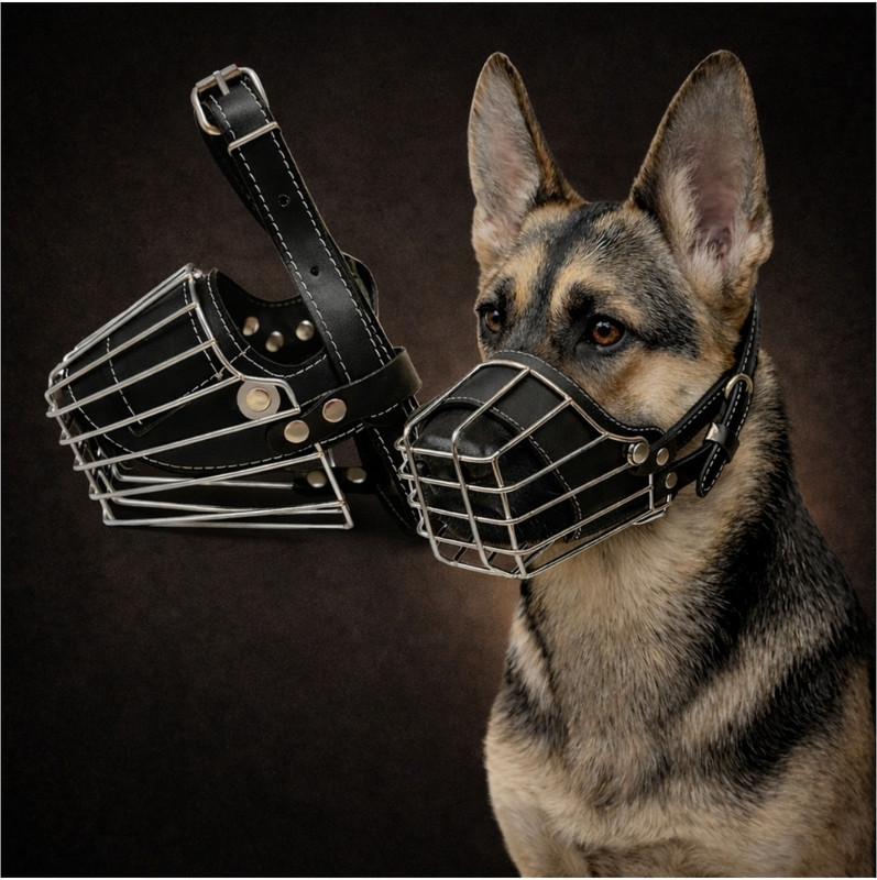 AomniStore Medium Metal Dog Muzzle – Strong, Safe & Comfortable For Medium and Large dogs Medium Other Dog Muzzle(Black)