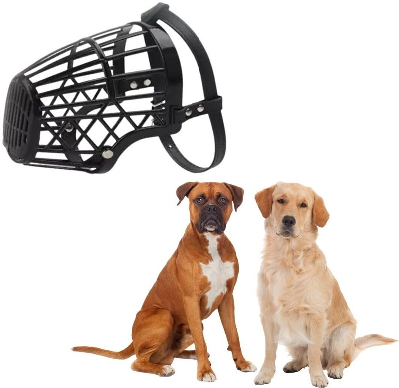 AKEnnterprises 4 No Dog Plastic Muzzle | Lightweight Breathable Safety Muzzle for Small Dogs Medium Other Dog Muzzle(Black)