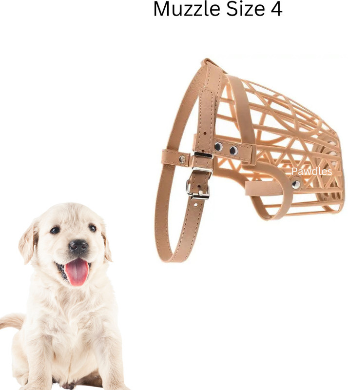pawdles Dog Muzzle to Prevent dog biting, Anti-chewing (Small Size No. 4) Extra Small Strips Dog Muzzle(Cream)