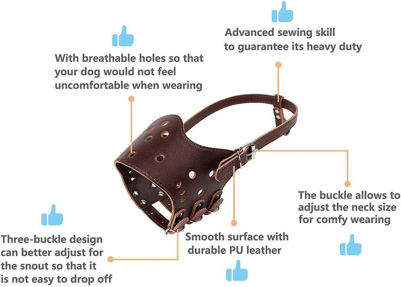 OM ZEE Durable Leather Dog Muzzle for Training Sessions Medium Other Dog Muzzle(MULTICOLOR)
