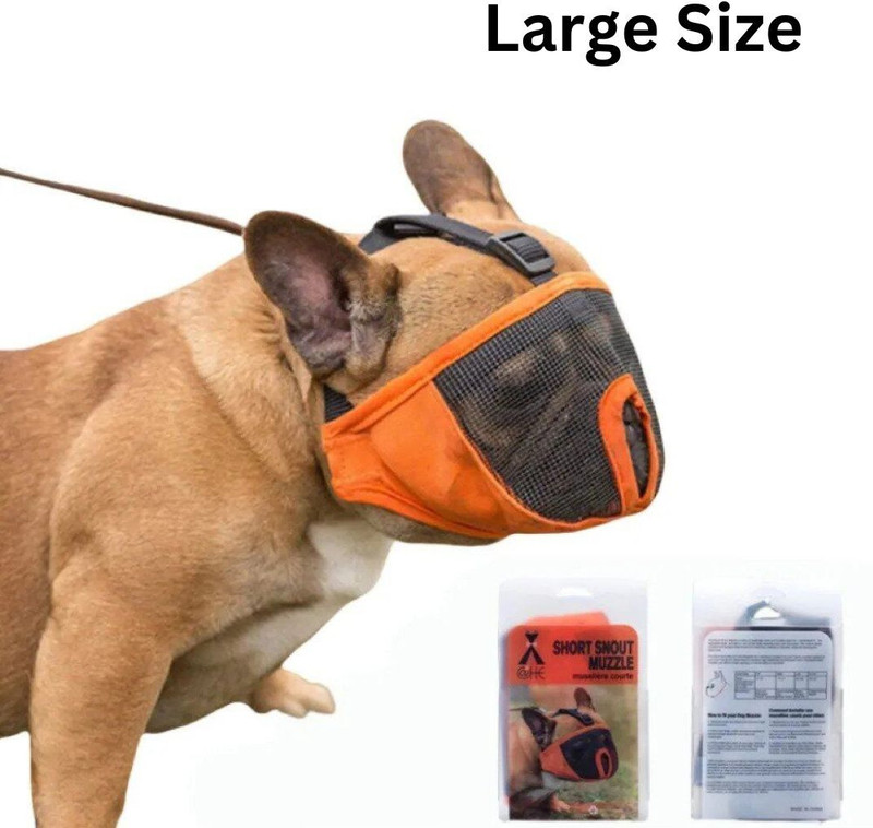 VM Mart VM Mart Breathable Mesh Short Snout Muzzle for Dogs Pug,Boxer,Bully Large Braid Dog Muzzle(NA)