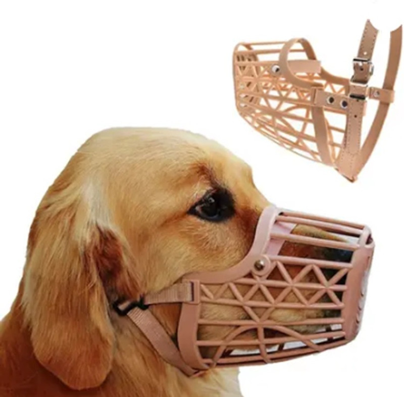 SAVEPET Dog Mouth Cover Muzzle- L (Beige, Size-6), Large Strips Dog Muzzle (Beige) Large Strips Dog Muzzle(Beige)