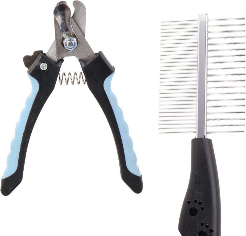 PAWDLESS Dog Grooming Combo with Nail Clipper and Stainless Steel Comb Grinder Nail Clipper(For Dog & Cat)