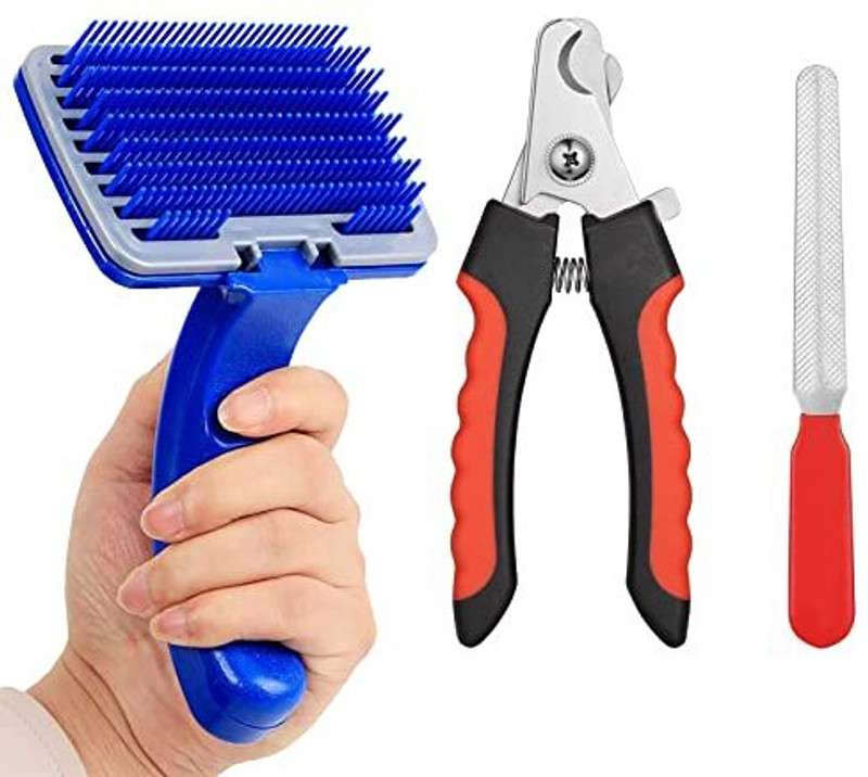 Emily Pets Dog Grooming Kit - Dog Slicker Brush with Nail Clippers for Pet Dogs (Pack 2) Grinder Nail Clipper(For Dog, Cat)