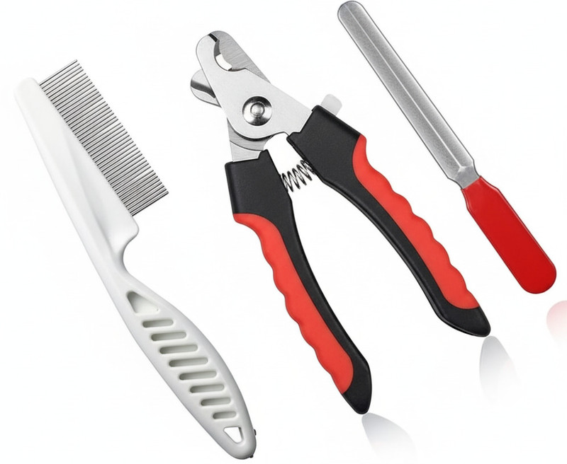 Dog Boss Dog Grooming Combo of Nail Cutter Large with Clipper and Flea Comb Scissor Nail Clipper(For Dog, Cat, Rabbit, Monkey)