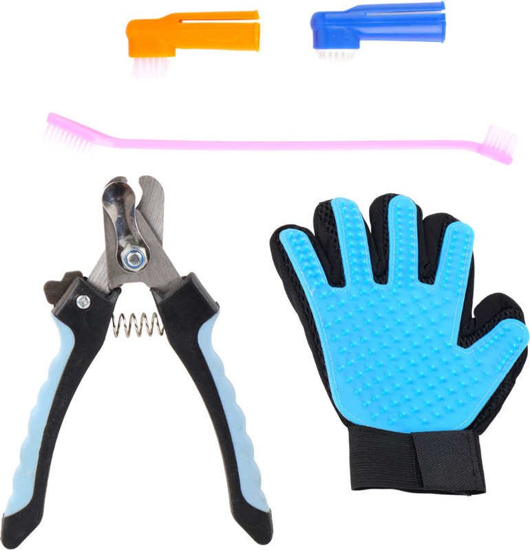 PAWDLESS Dog Nail and Dental Cleaning Set with Grooming Glove Toothbrush Kit Grinder Nail Clipper(For Dog & Cat)