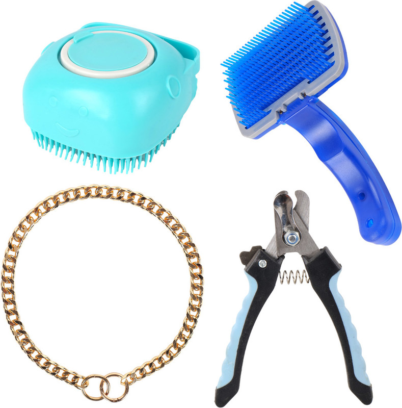 pawdles Complete Dog Grooming Combo with Comb Bath Brush Nail Cutter and Toothbrush Grinder Nail Clipper(For Dog, Cat)