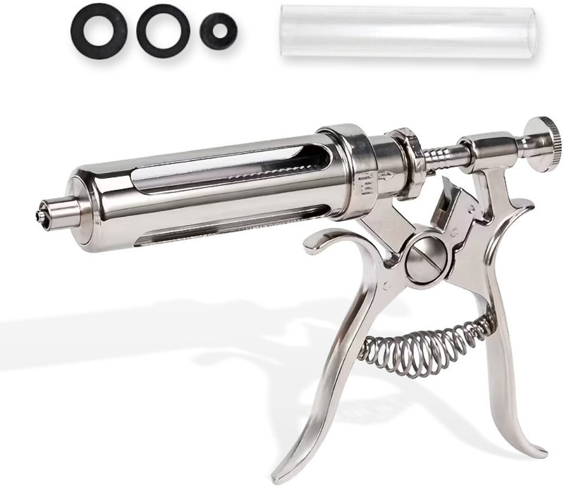 SAFURE 30ml Semi-Auto Continuous Injector | Stainless Steel Revolver Vet Syringe Pet Nursing Kit