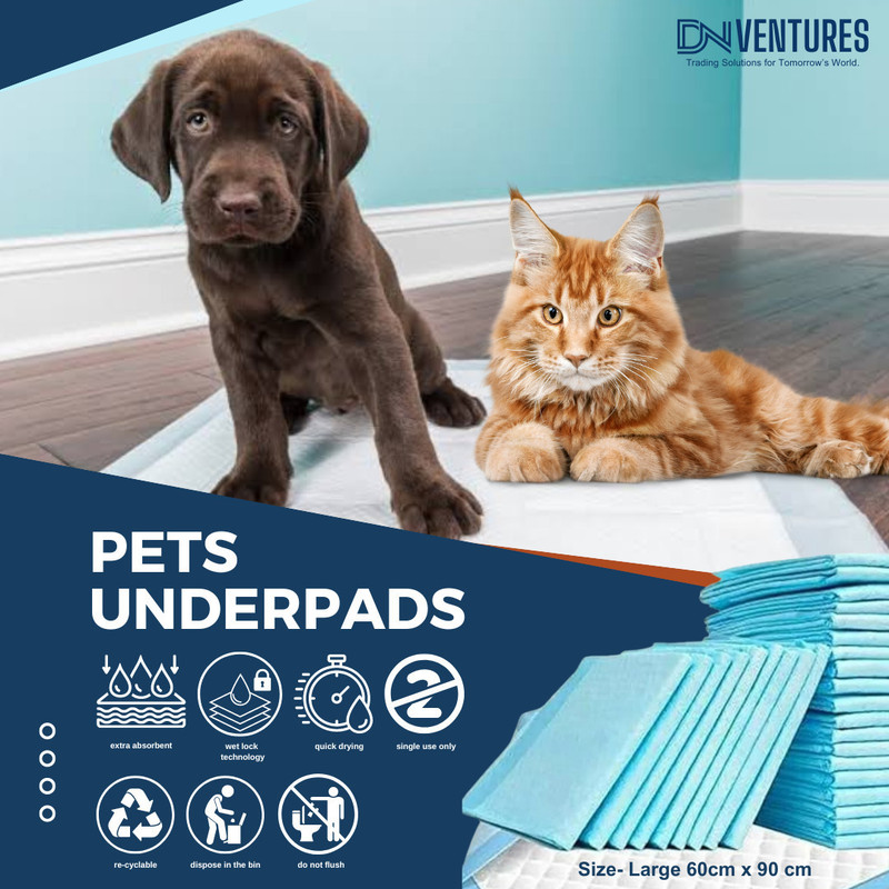 DN VENTURES DNVentures Training Pads for Pets Comfortable and Secure Disposable(Pack of 10) Pet Pad Holder(Blue, White)