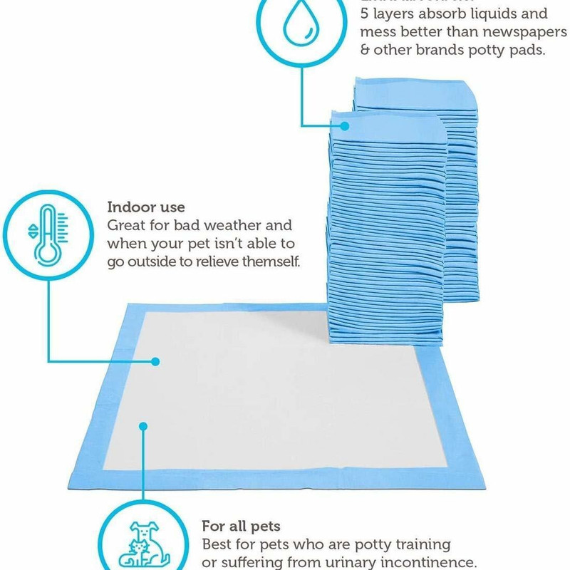 Rvpaws 60 Piece Pet Training Pads for Dog and Puppy Pet Pad Holder(Blue, White)