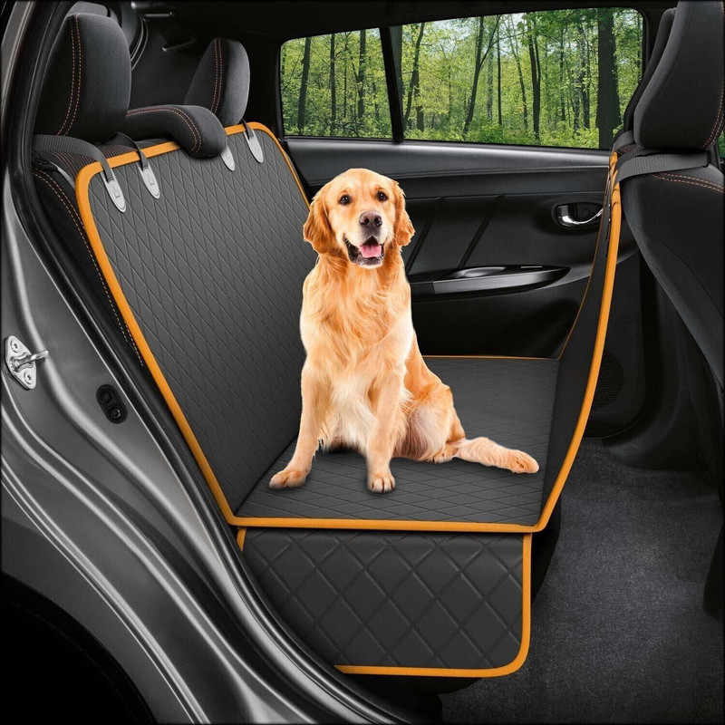 Ashok enterprises Dog Polyester Car Seat Cover Waterproof Durable Anti-Scratch Nonslip Back Seat Pet Protection Dog Travel Hammock with Side Flaps for Cars & SUVs-Small (Orange) Bench Pet Seat Cover(Orange Waterproof)