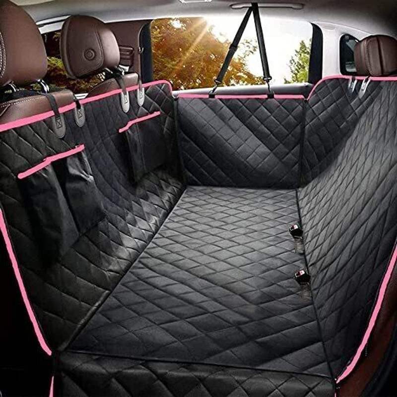 Ashok enterprises Dog Car Seat Cover for Back Seat Protector Scratchproof with 4 Bags Side Flaps. Hammock Pet Seat Cover(Pink Waterproof)