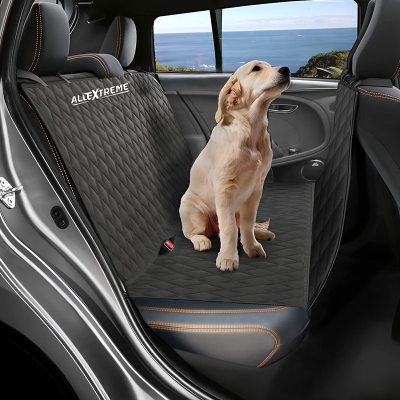 ALLEXTREME Dog Car Seat Cover Backseat Pet Travel Protector for Hatchback Polyester Nonslip Hammock Pet Seat Cover(Black Waterproof)