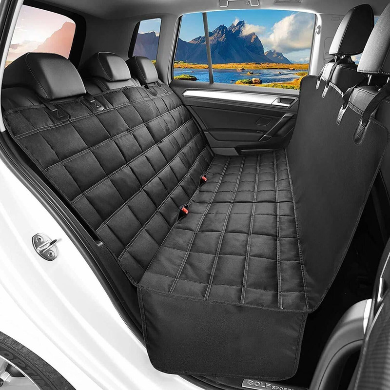 Ashok enterprises Dog Large Polyester Seat Cover for Car seat protector, Waterproof, Non-slip, Non-scratchable, Sides flap Hammock Seat cover (Large, Black) Hammock Pet Seat Cover(Black Waterproof)