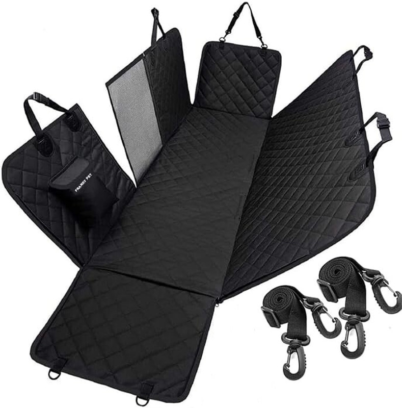 petlux Dog Car Seat Cover for Back Seat with Mesh Window and Storage Pocket Hammock Pet Seat Cover(Black Waterproof)