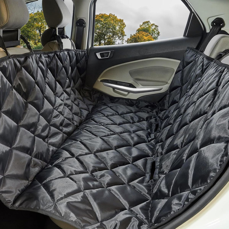 beboji Pet Car Seat Cover | Non-Slip | Travel Hammock with Headrest Straps for Anchors Hammock Pet Seat Cover(Black Waterproof)