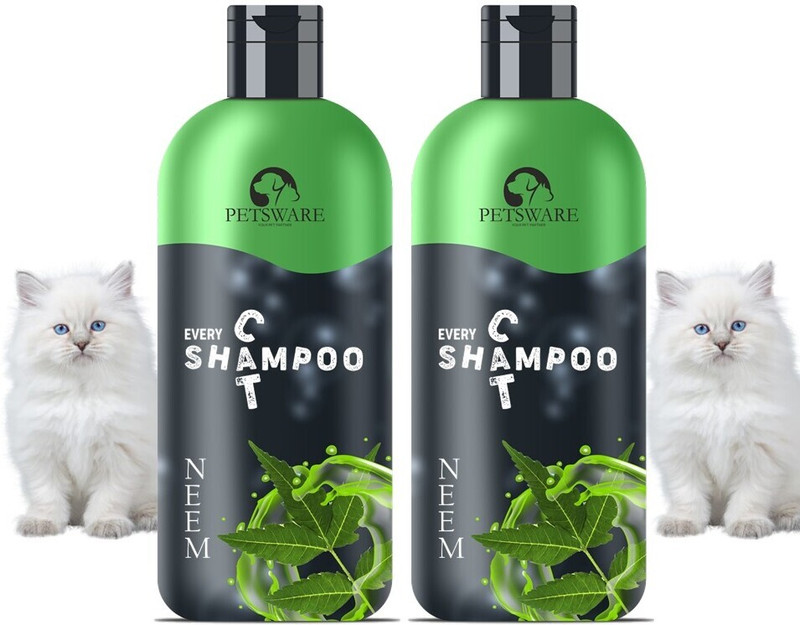 PETSWARE 5 in 1 Cat Shampoo with Conditioner for Persian Cat&All Cat TypePack of 2]400 ml Allergy Relief, Anti-fungal, Anti-itching, Anti-parasitic, Conditioning, Flea and Tick NEEM Cat Shampoo(400 ml)