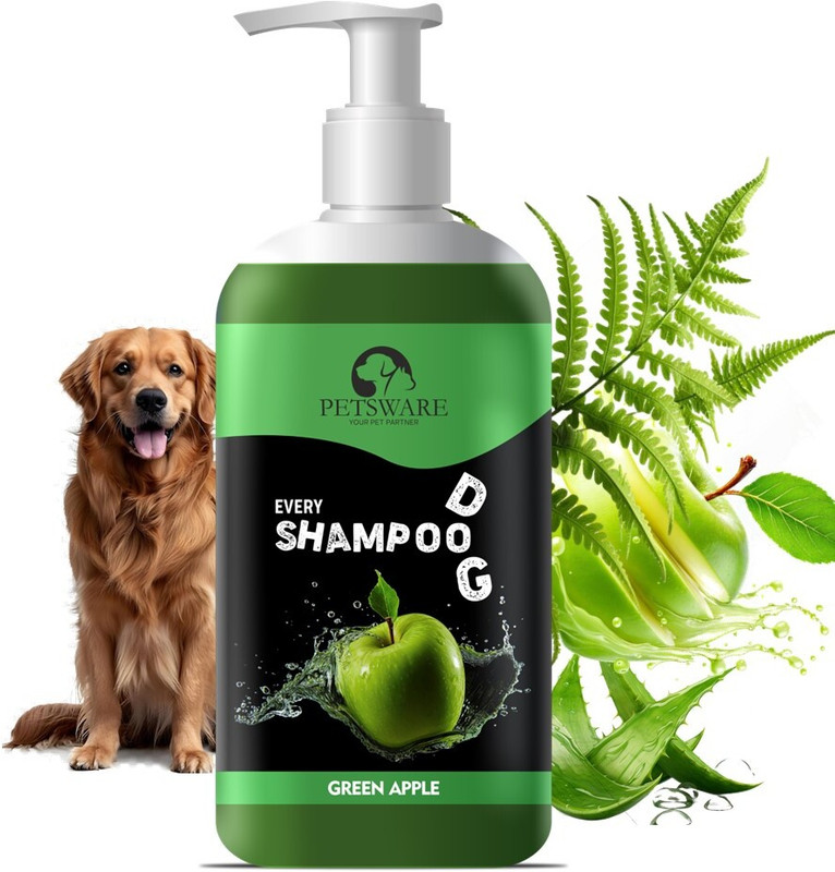 PETSWARE Green Apple Dog Shampoo Puppy Safe Herbal Shampoo for all breeds of dogs Allergy Relief, Anti-fungal, Anti-microbial, Conditioning, Flea and Tick Green Apple Dog Shampoo(1000 ml)