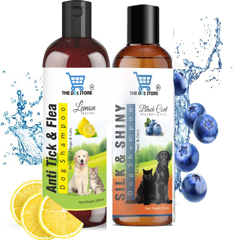THE DDS STORE Anti-dandruff, Anti-fungal, Anti-itching, Anti-microbial, Anti-parasitic, Flea and Tick Lemon, Black Coat Dog Shampoo(400 ml)