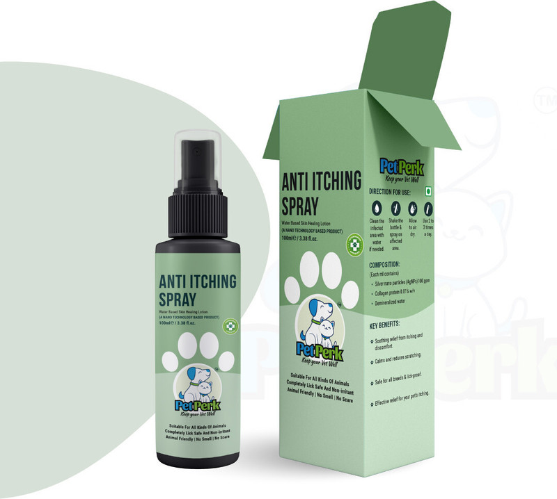 petperk Anti-Itching Spray for Dogs Soothing Relief for Itchy Skin Anti-itching, Conditioning Fresh Spray Dog Shampoo(100 ml)