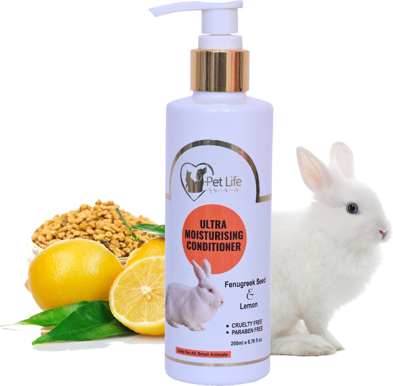 Pet Life Ultra Moisturising Pet Conditioner For Small Pet, Rabbit,Rat -Shiny Healthy Coat Conditioning, Whitening and Color Enhancing, Anti-microbial, Anti-itching Fresh Fragrance, Silky, Soft & Smooth Hair Suitable For All Type Of Small Pet Rabbit Shampoo(200 ml)