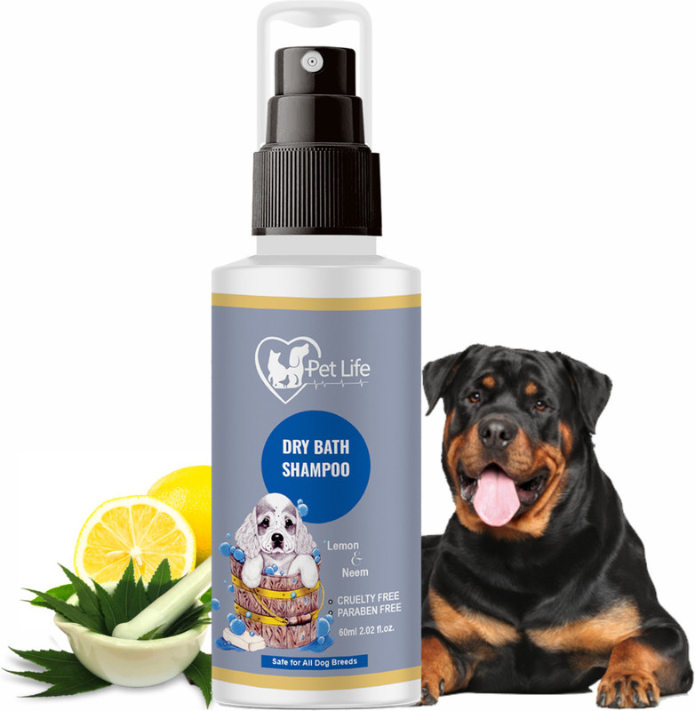 Pet Life Dry Bath Dog Shampoo Spray For Clean, Smooth & Shiny Coat - Waterless Spray Conditioning Fresh Fragrance, Dry Shampoo for Quick Water Free Bath, All Dog Breed, Easy to Use Dog Shampoo(60 ml)