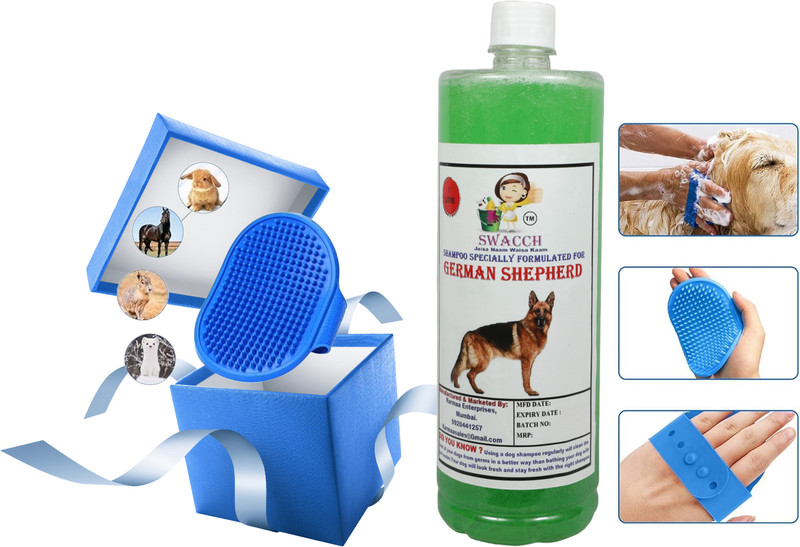swacch German Shepherd Dog Shampoo + Bath Brush with Adjustable Straps Conditioning Neem Alovera Dog Shampoo(1 L)