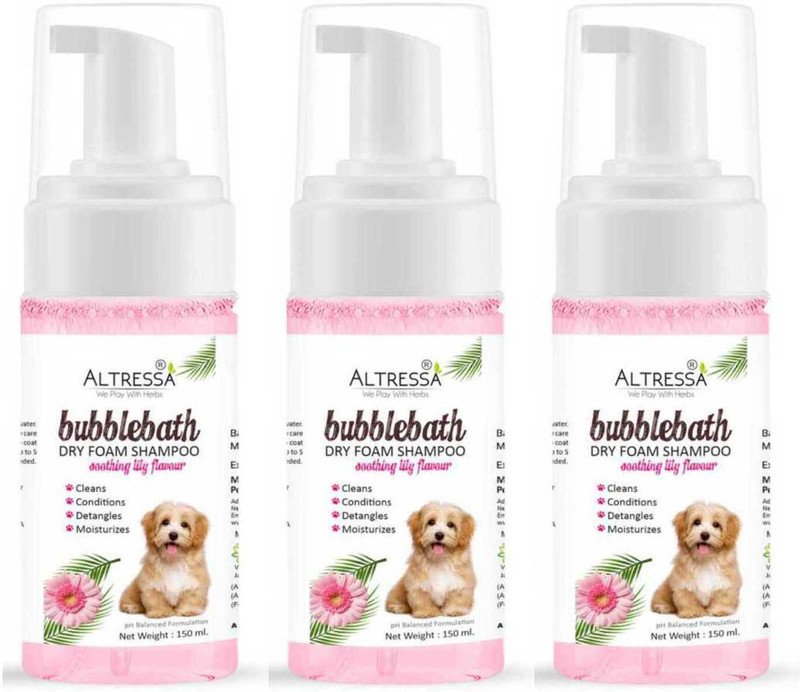 ALTRESSA Allergy Relief, Anti-itching Soothing Lily Pet Bubble Bath 150ml Sulphate & Paraben Free Pack of 3 Dog Shampoo(450 ml)