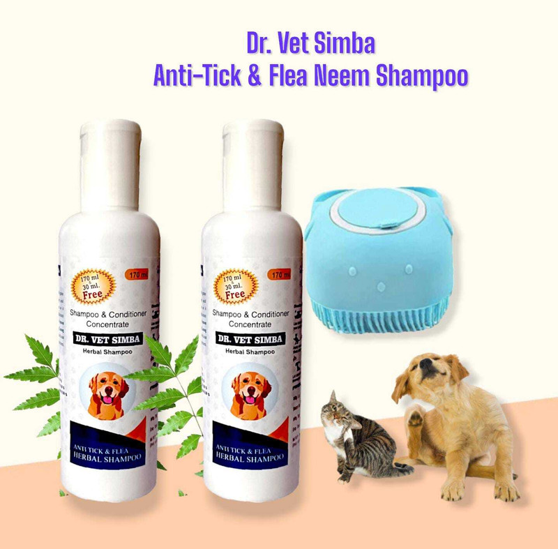 Dr. vet simba Flea and Tick, Conditioning Dog Shampoo and Brush Anti-dandruff, Anti-fungal, Flea and Tick, Anti-itching White Rose Dog Shampoo(275 ml)