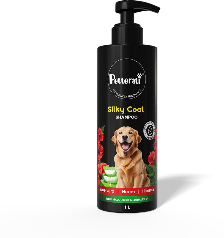 Petterati Silky Coat | Derm-Tested | Malodour Neutraliser | Pet Friendly Fragrance Conditioning Natural Dog Shampoo(1000 ml)