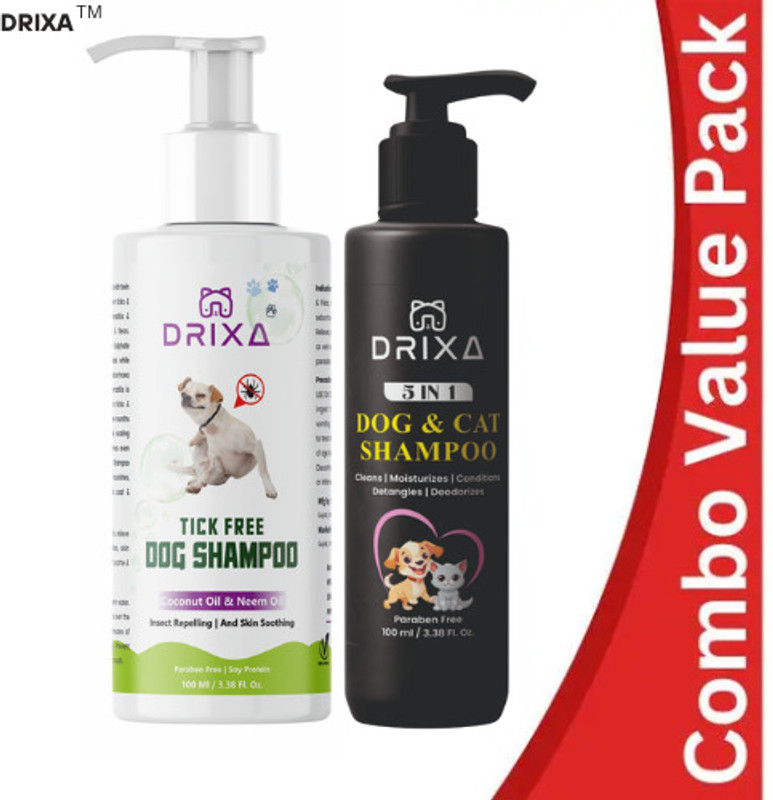 Drixa Allergy Relief, Conditioning, Flea and Tick, Itch Relief NATURAL Cat, Dog Shampoo(200 ml)