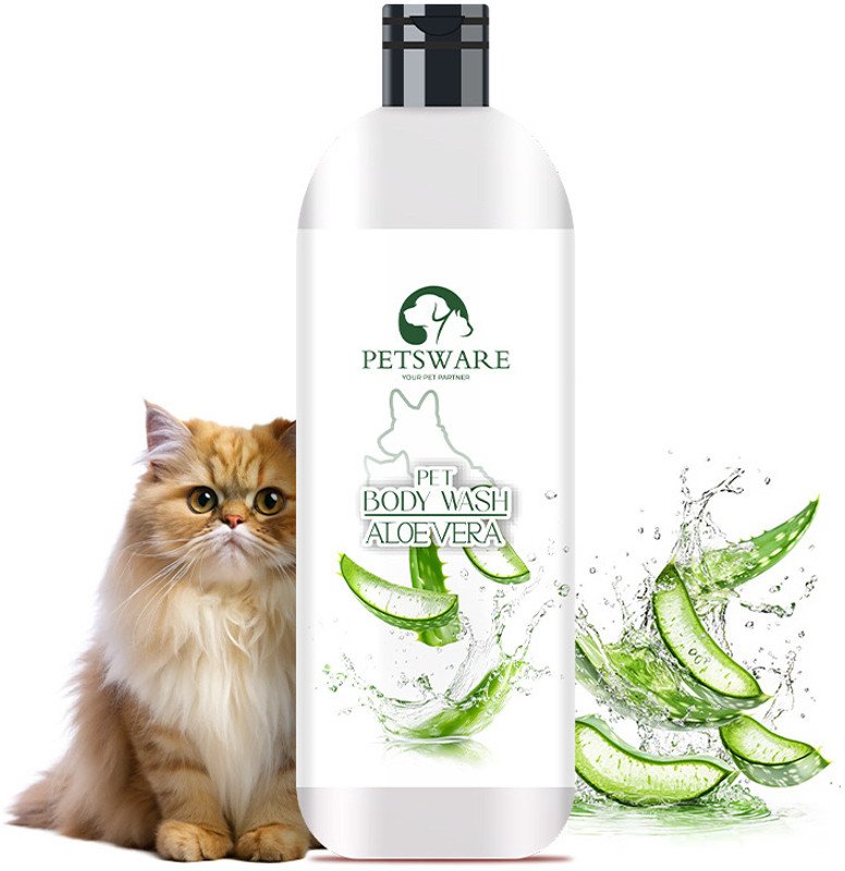 PETSWARE Cat Body Wash,5 in 1 cat Shampoo+Conditioner for PersianCats Hypoallergenic, Conditioning, Anti-fungal, Flea and Tick, Allergy Relief Aloe Vera Cat Shampoo(200 ml)