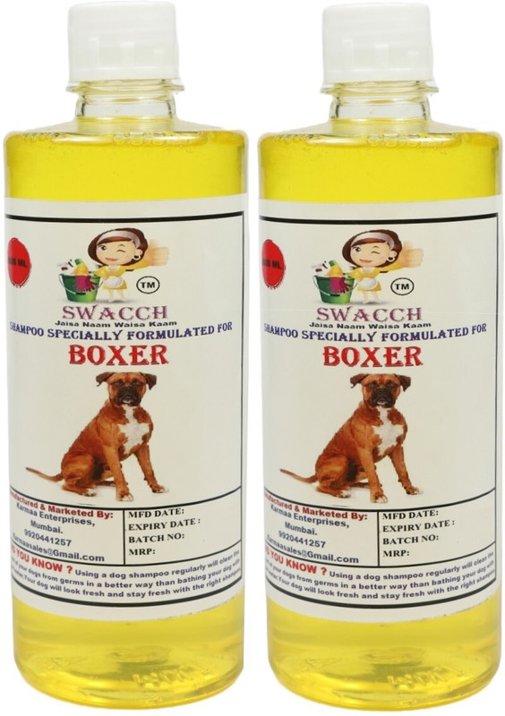 swacch Boxer Dog Shampoo + Rubber Dumbbell Toy , Interactive & Playing I Combo Pack Conditioning Lemon Dog Shampoo(1 L)