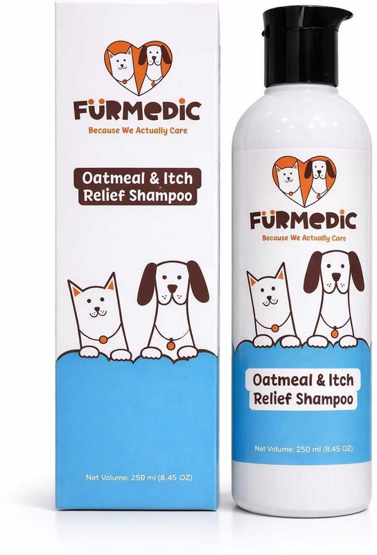 FURMEDIC Oatmeal & Aloe Vera Pet Shampoo – Gentle Coconut-Based Formula with Vitamin E Itch Relief Mild Herbal Fragrance Dog, Cat Shampoo(250 ml)