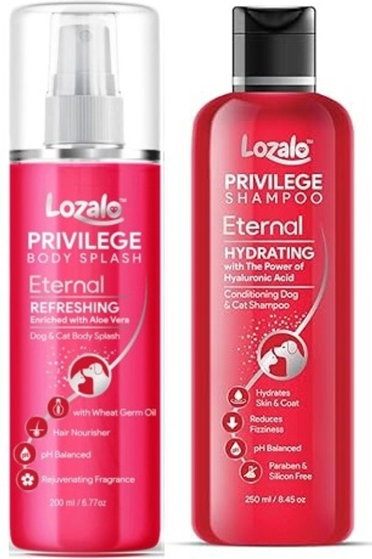Lozalo Privilege Conditioning Shampoo & Body Splash (DEW)(250Ml+200Ml) Conditioning (DEW Fragrance) Dog Shampoo(450 ml)