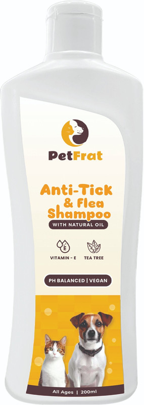 PetFrat Anti-Tick & Flea Shampoo with Vitamin E & Tea Tree Oil | for All Breed Dog / Cat Flea and Tick Fresh Dog, Cat Shampoo(200 ml)